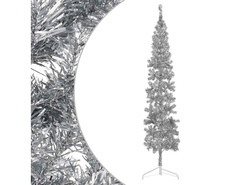  Demi sapin de noël, arbre de noël artificiel mince avec support argenté 240 cm  - Conforama A