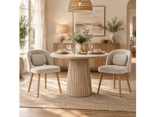 Lot de 2 chaises de salle à manger 46 x 46 x 77,5 cm beige, bois d'hévéa, dossier ergonomique