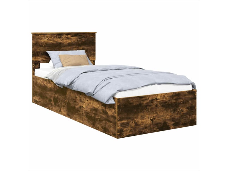  Lit simple- lit adulte -  cadre de lit chêne fumé 100 x 200 cm bois d'ingénierie  - Conforama A