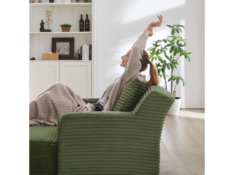  Chaise-longue velours côtelé moderne – convertible et relax, sans montage | salon, bureau, appartement  - Conforama D