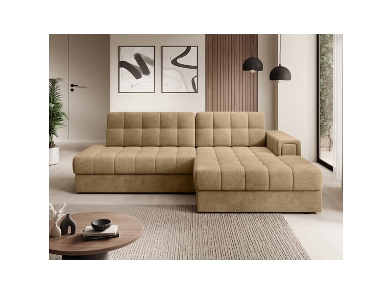  Canapé d'angle convertible cubito beige 240 cm avec coffre et couchage  - Conforama E