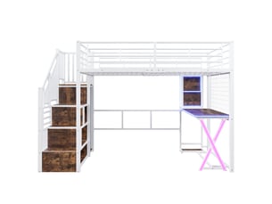 Lit mezzanine 140x200 cm <strong>ZOVIRA</strong>  <strong></strong> coloris blanc