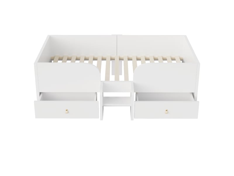 Lit enfant 90x200 cm avec rangements et barrière blanc - Conforama A