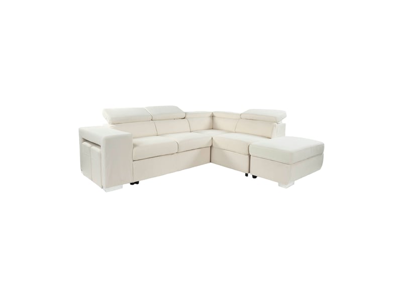  Canapé d'angle à droite convertible 7 places velours beige - sven  - Conforama D