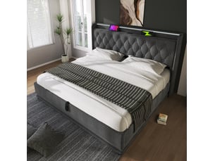 Lit coffre 140x200 cm coloris gris