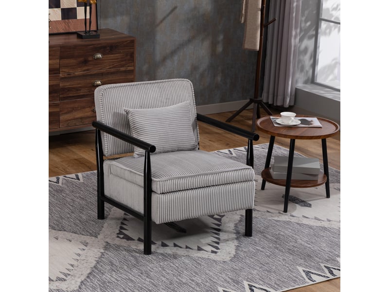 Fauteuil de lecture,83x66x73 cm,avec rangement,velours,gris clair - Conforama B