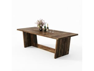 Table de salle à manger pour 6 à 8 personnes avec plateau et piètement stable en bois marron, 180 × 79 × 75 cm