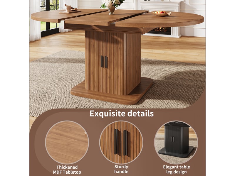  Table à manger extensible avec meuble de rangement l 110-149.8 x p 110 x h 75 cm N620CZ260710D - Conforama D