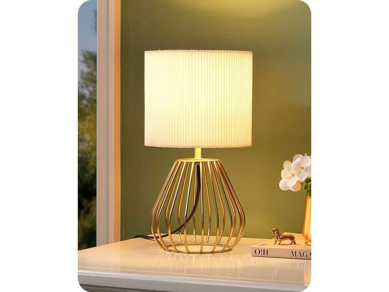  Lampe de table chevet ivoire t165 abat-jour plisse 2700k led 4w e14 370618_AABJN44658_6_DROPFR - Conforama A