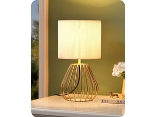 Lampe de table chevet ivoire t165 abat-jour plisse 2700k led 4w e14