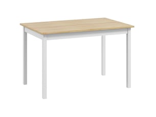 Table de salle à manger pour 4 personnes, structure en pin laqué, patins antidérapants, style campagne naturel