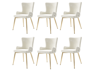 Chaises de salle à manger lot de 6 à usage polyvalent - lpospi - pieds en métal, salonchambre, velours - beige