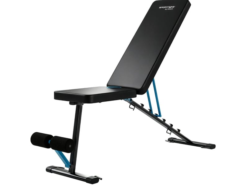  Banc de musculation réglable 115 x 32,5 x 43 cm noir, cadre en acier, dossier 7 positions, repose-jambes  - Conforama A