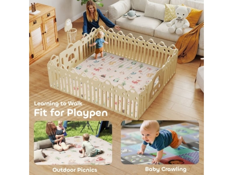  Tapis de jeu bébé pliable double face, 176,5x148 cm, motifs alphabet et animaux, motricité enfant  - Conforama E