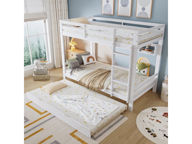  Lit superposé 90x200 cm coloris blanc pin lit enfant blanc - Conforama E
