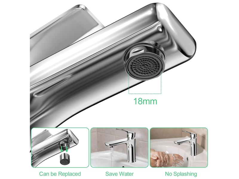  Mitigeur lavabo, robinet salle bain monocommande, mitigeur de lavabo, bonde incluse, robinet de salle de bains lavabo, robinet lavabo,chromé  - Conforama D
