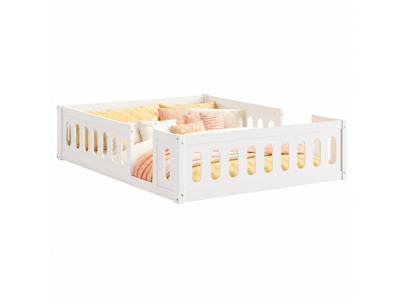  Lit simple en bois 140x200 avec garde-corps, blanc  - Conforama A