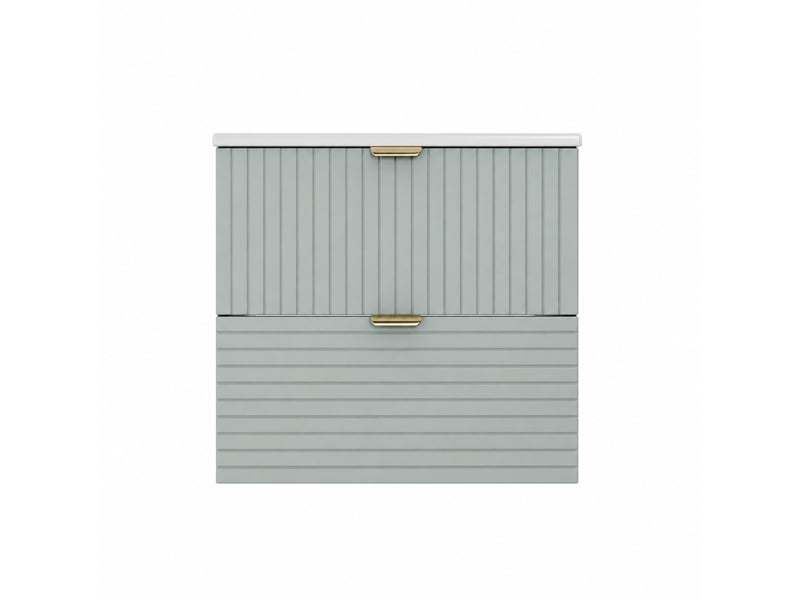  Meuble vasque suspendu vert menthe 61 cm avec 2 tiroirs et lavabo intégré  - Conforama A