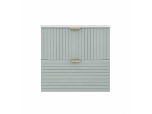 Meuble vasque suspendu vert menthe 61 cm avec 2 tiroirs et lavabo intégré