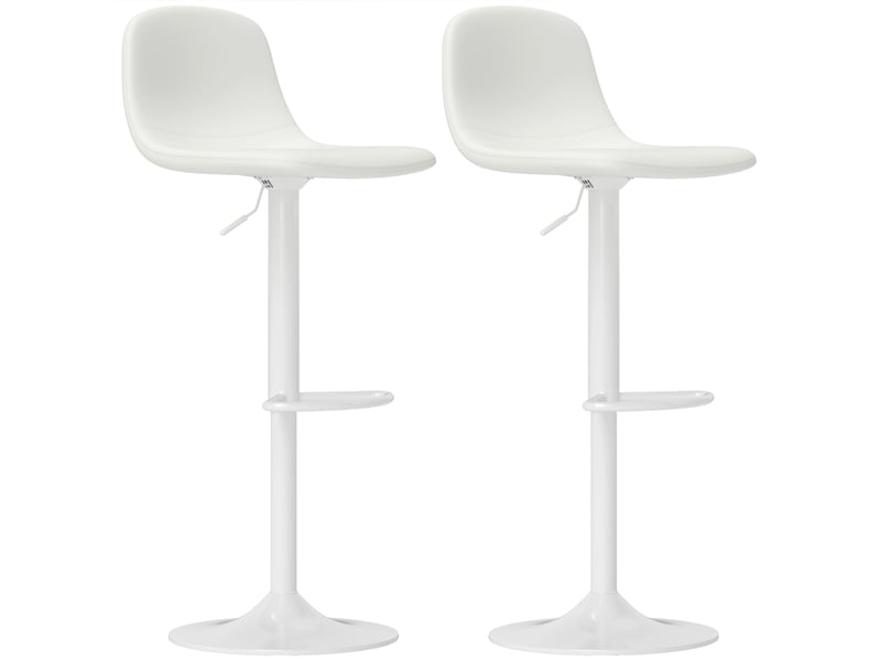  Lot de 2 tabourets hauts réglables à 360° avec dossier et repose-pieds pour cuisine, bar ou salle à manger 40,5 x 44 x 84-104 cm blanc  - Conforama B