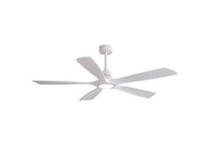 Ventilateur de plafond led 106x106x34,5 cm 3 pales bois et métal blanc