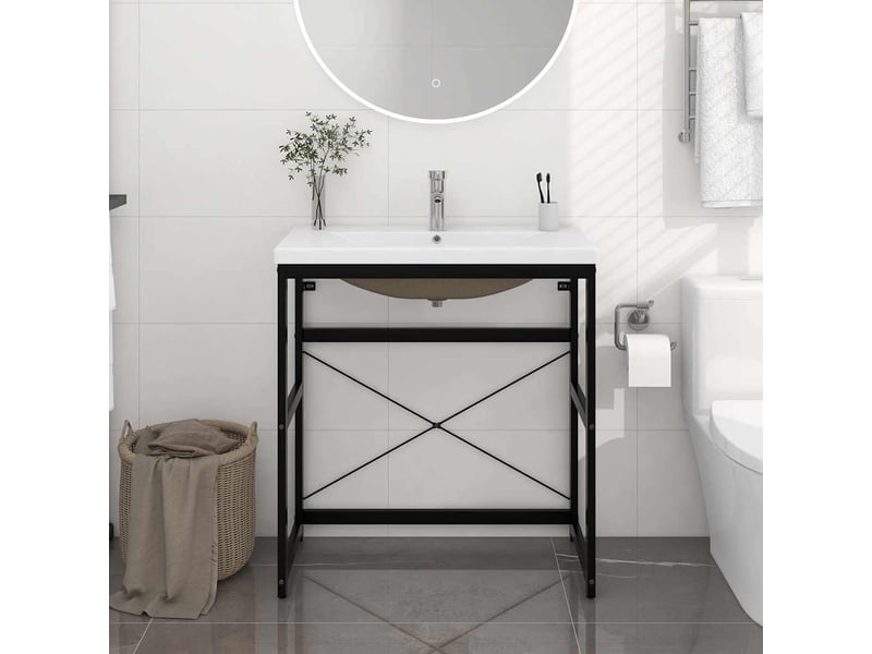 Cadre de lavabo de salle de bain vasque à encastrer noir fer shl626 - Conforama B