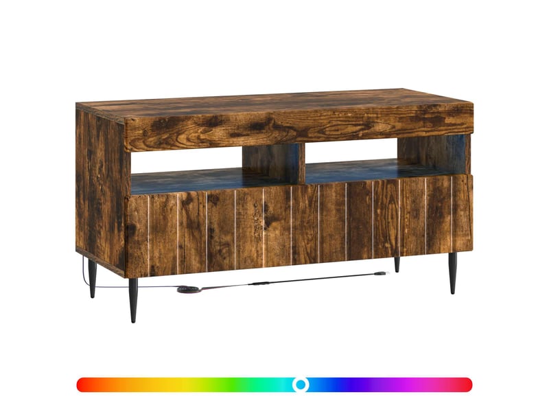 Meuble tv - banc tv - meuble de rangement led chêne fumé bois d'ingénierie - Conforama C