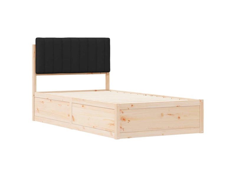  Lit simple- lit adulte -  cadre de lit avec tête de lit rembourrée noir 100 x 200 cm  - Conforama C