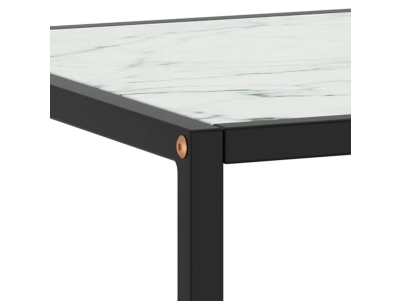 Table basse - table de salon - table à thé noir avec verre marbre blanc 90x90x50 cm  - Conforama D