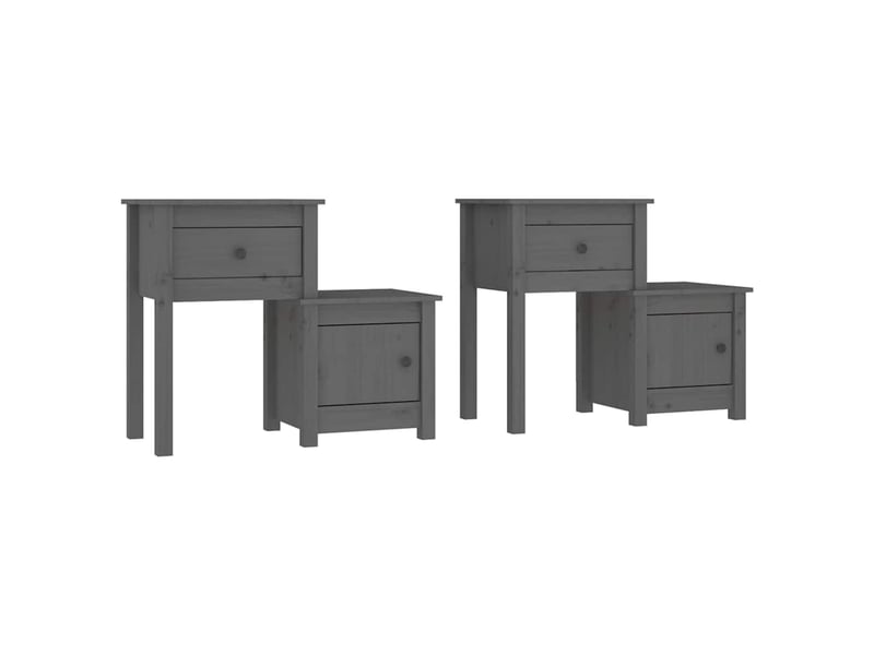  Lot de 2 tables de chevet - cabinet de chevet - table de nuit gris 79,5x38x65,5 cm bois de pin massif  - Conforama A