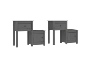 Lot de 2 tables de chevet - cabinet de chevet - table de nuit gris 79,5x38x65,5 cm bois de pin massif