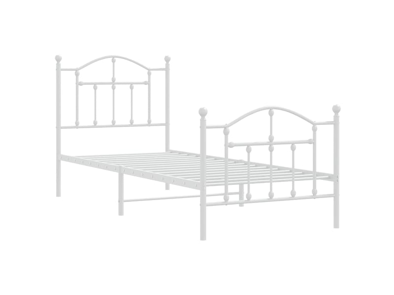 Lit simple- lit adulte -  cadre de lit métal sans matelas avec pied de lit blanc 90x190cm  - Conforama B