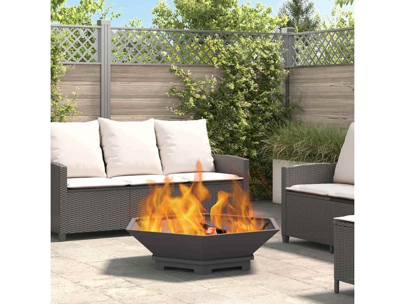  Brasero exterieur, foyer camping noir 100x100x28 cm acier patiné  - Conforama B
