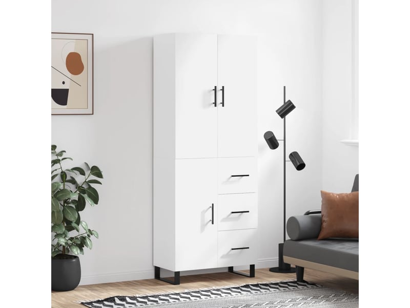 Buffet haut - bahut - meuble de rangement blanc 69,5x34x180 cm bois d'ingénierie  - Conforama B