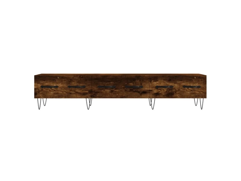  Meuble tv contemporain rangement pratique 150 x 36 x 30 cm en bois d'ingénierie chêne fumé 02_0048713  - Conforama B