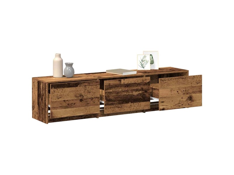  Meuble tv - banc tv - meuble de rangement avec led avec bandes led bois ancien 165 x 34 x 40 cm  - Conforama C