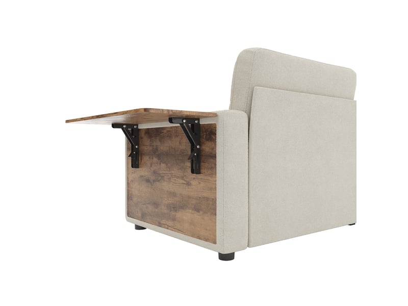  Canapé 2 places 178*71*57.5cm en chenille avec 2 tiroirs, tablettes réglables et porte-gobelets beige chicfurn  - Conforama E