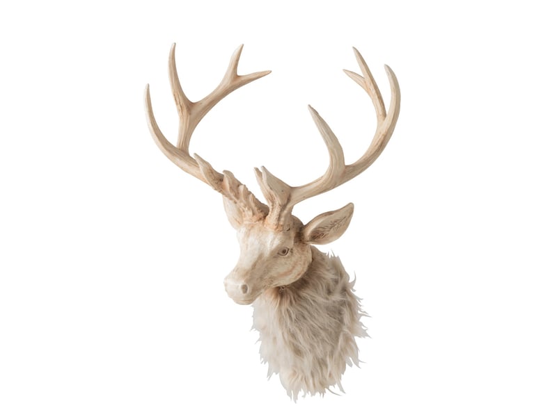  Trophée mural tête de renne ketty 48cm beige  - Conforama B