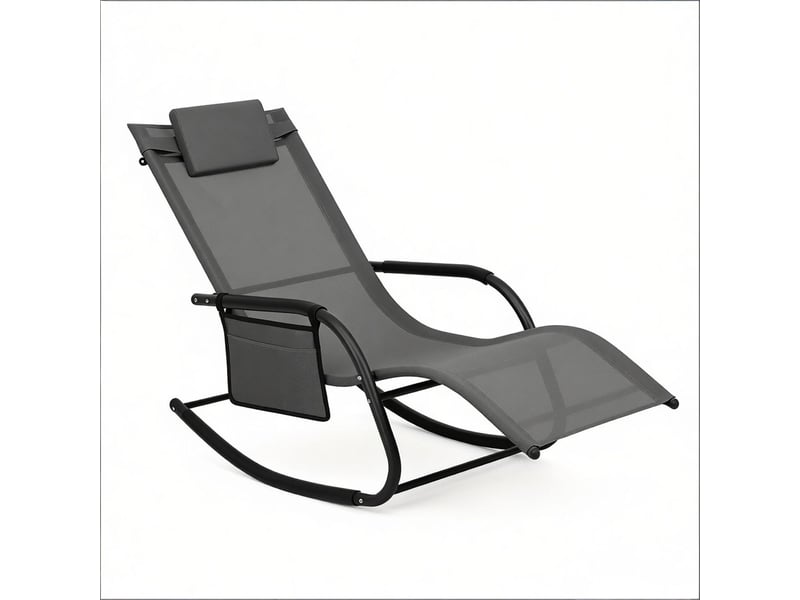  Bain de soleil poche latérale transat usage extérieur fonction à bascule assise courbée  - Conforama B