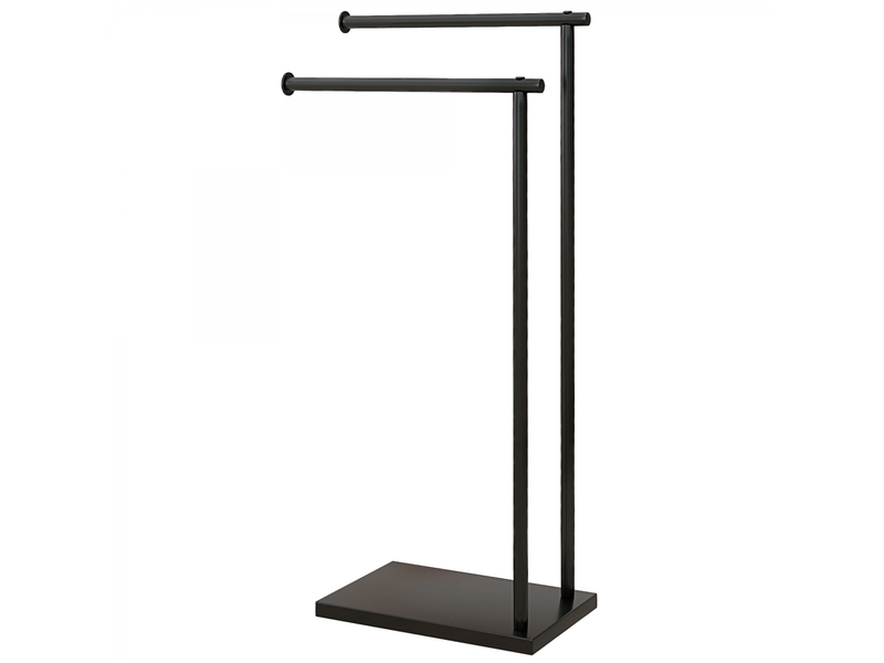 Porte-serviettes sur pied  à 2 bras,en métal,35,5x20x78cm,noir  - Conforama B