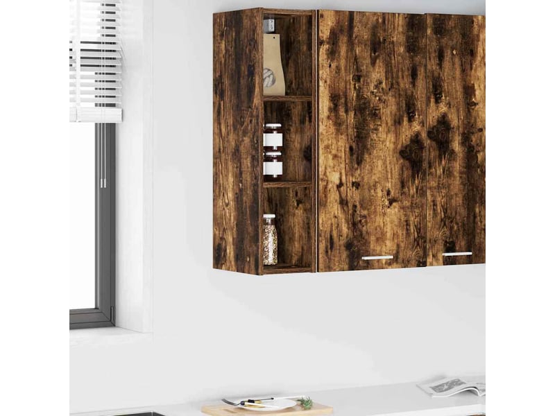  Meuble de rangement cuisine, armoire suspendue chêne fumé 20x29,5x80cm  - Conforama B