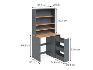 Vicco armoire pour machine à laver, anthracitechêne de force doré, 93.6x88.2cm 2 pièces avec étagère