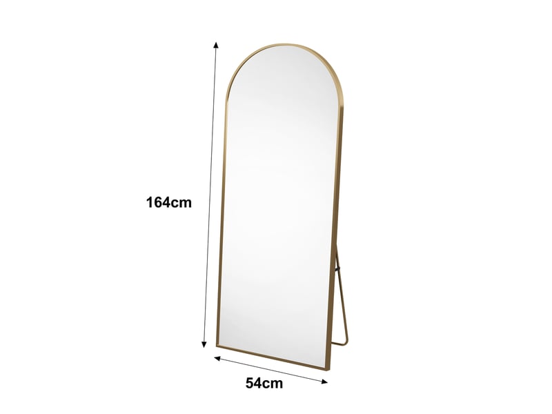 Miroir pleine longueur arqué 164 x 54 cm miroir mural salon avec cadre en aluminium, verre trempé - Conforama C