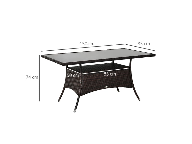  Table de jardin 150x85 cm en métal avec plateau en verre de sécurité evryae  - Conforama E