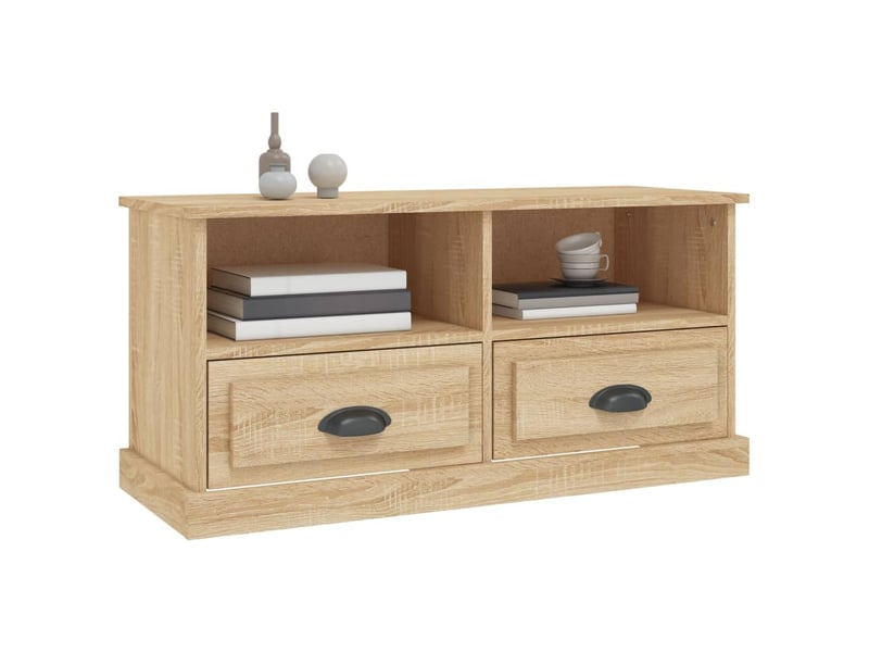  Meuble tv - banc tv - meuble de rangement chêne sonoma 93x35,5x45 cm bois d'ingénierie  - Conforama D