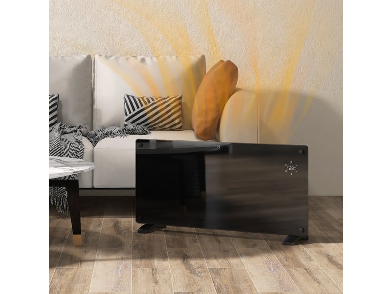 Radiateur électrique au sol ou mural 2000w affichage led, minuterie 24 heures ou hebdomadaire, thermostat, télécommande - Conforama C