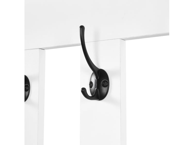  Meubles d'entrée avec banc rembourré, tiroir, niches, placard, panneau perforé et 4 crochets, blanc, 100 × 35 × 180 cm  - Conforama E