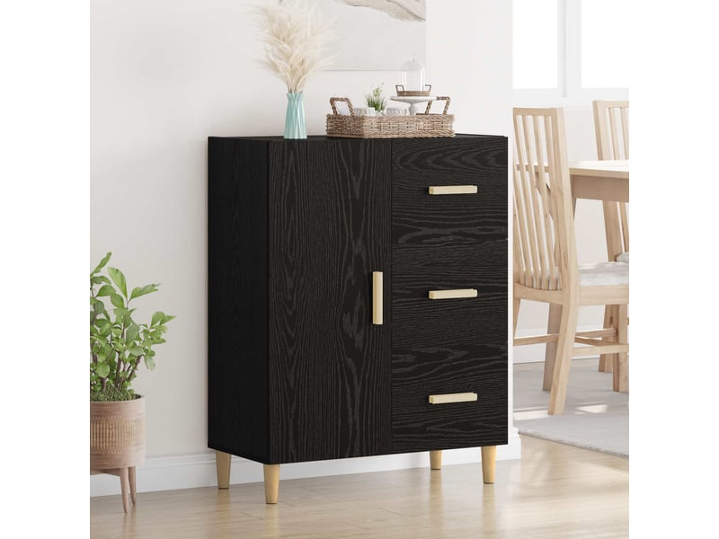 Buffet - bahut - meuble de rangement chêne noir 34 x 69,5 x 90 cm bois d'ingénierie - Conforama B