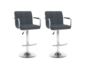 Lot de 2 tabouret de bar, chaise de bar gris similicuir shl63891