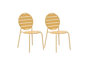 Lot de 2 chaises de jardin dossier rond en métal moutarde - baca